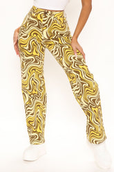 Let It Flow High Rise Straight Leg Jeans - Brown/combo Ins Street